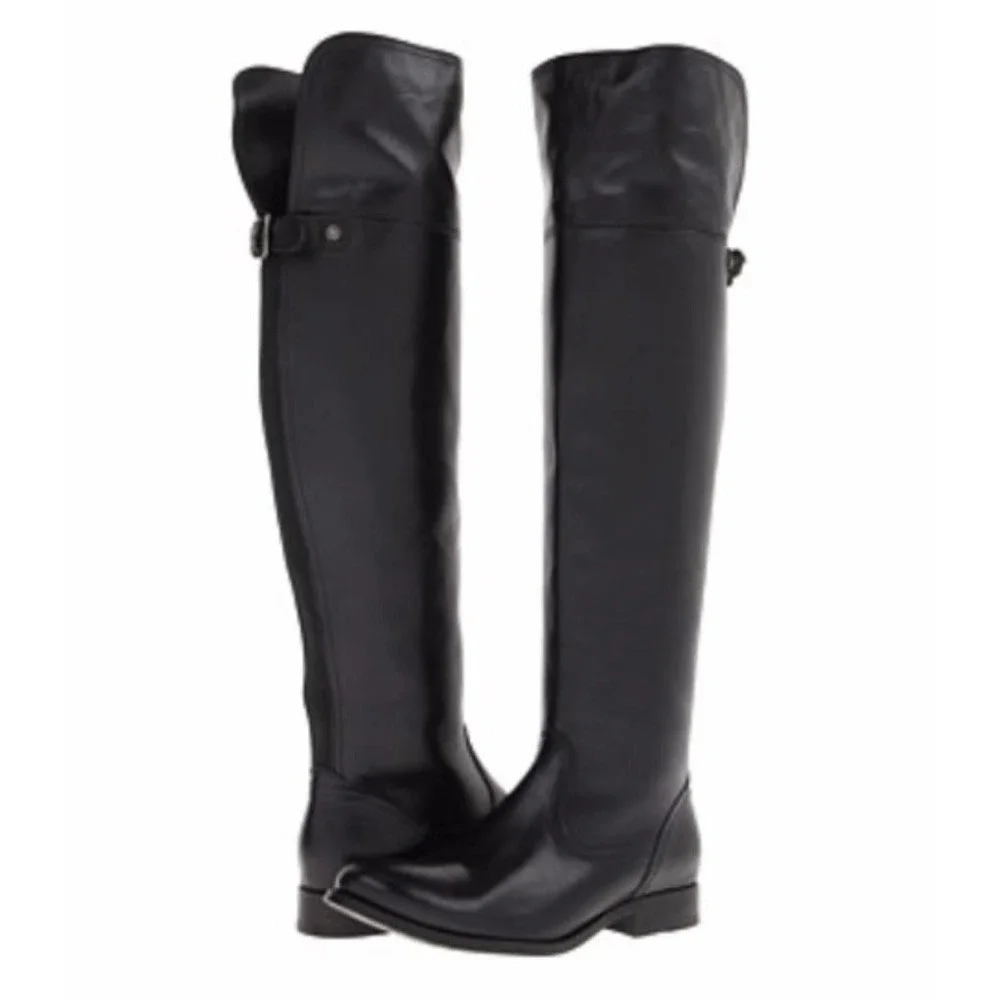 FRYE Melissa Over The Knee Leather Riding Boots Preppy Heritage Black Sz 6‎